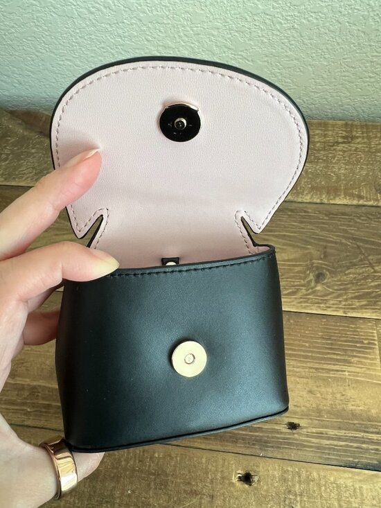 Kate Spade Coin Purse Key Charm Cat Black Leather - Picture 4 of 6